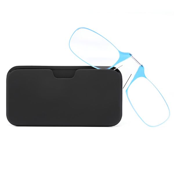 Armless Reading Glasses, Nose Clip, Eye Protection, Thin Frame, Blue