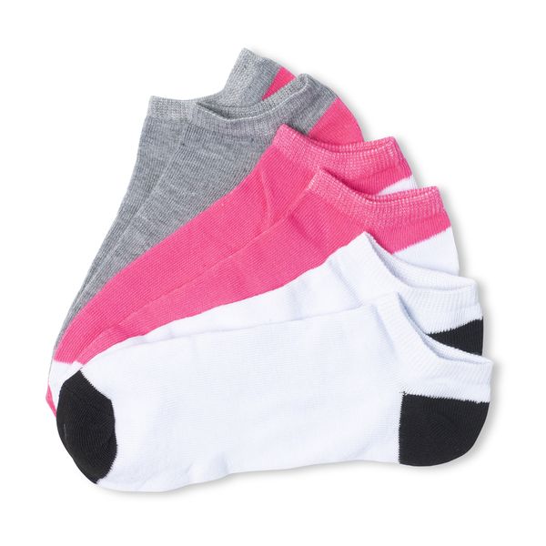 Snuggly Bits - Two-Tone Ankle Socks - Ladies - Cotton -Pink &amp; White - 3 Pack