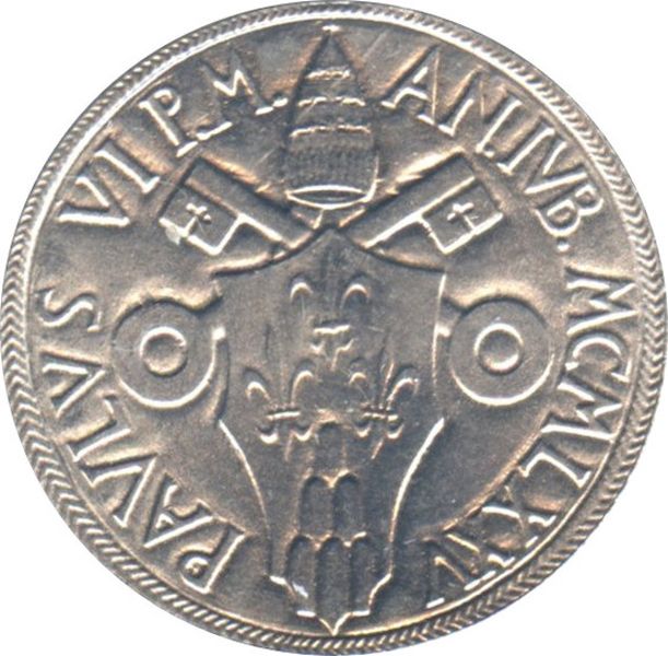 1975 Vatican City 2 Lire Pope Paul VI Commemorative Issue Holy Year