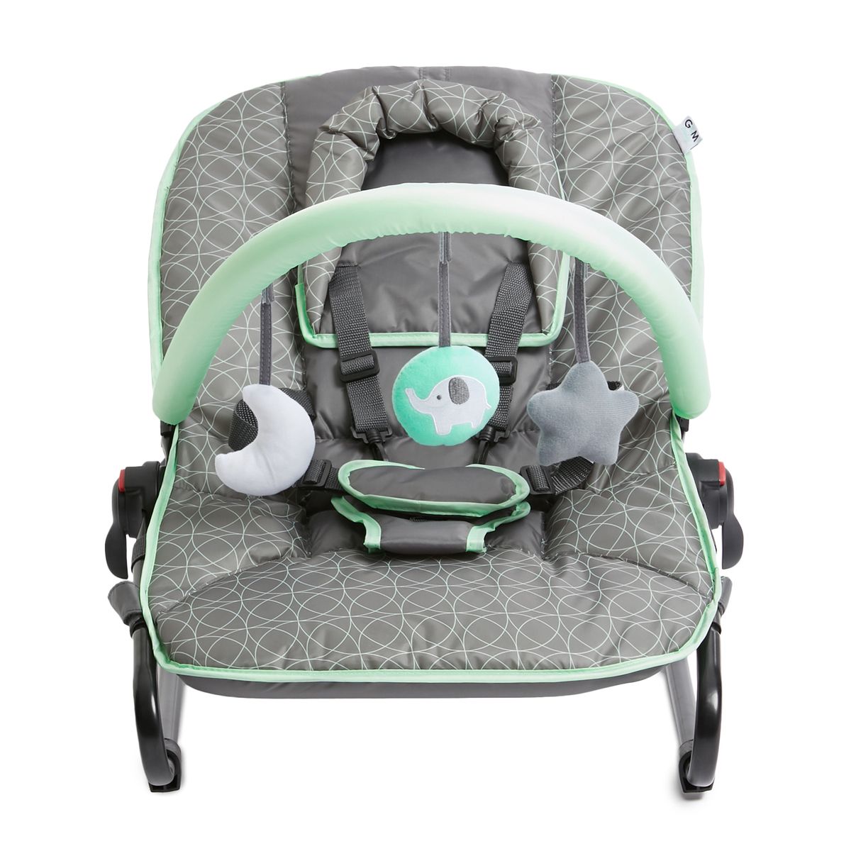 & Mason Baby Baby Rocker Grey And Mint With Toy Bar Buy