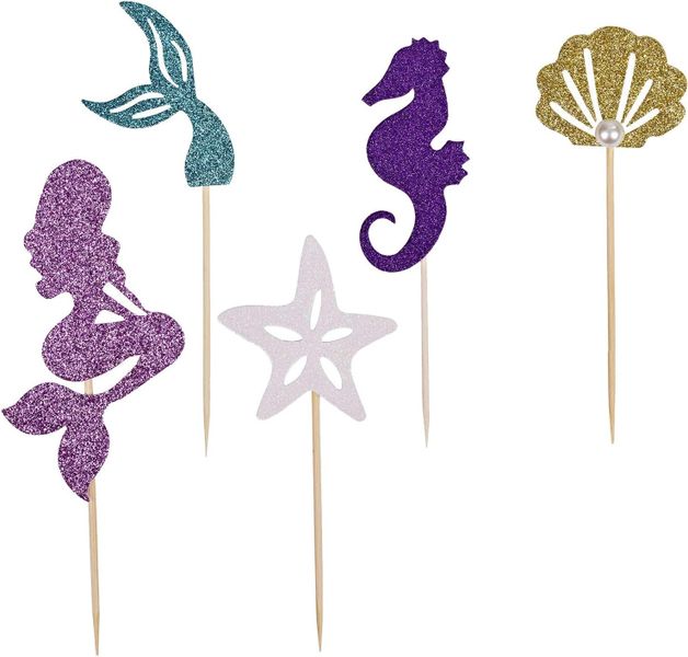 30Pcs Mermaid Under The Sea Cupcake Toppers