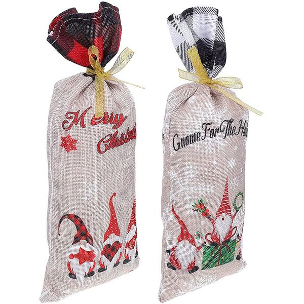 2Pcs Wine Bottle Cover,Christmas Wine Bottle Dress