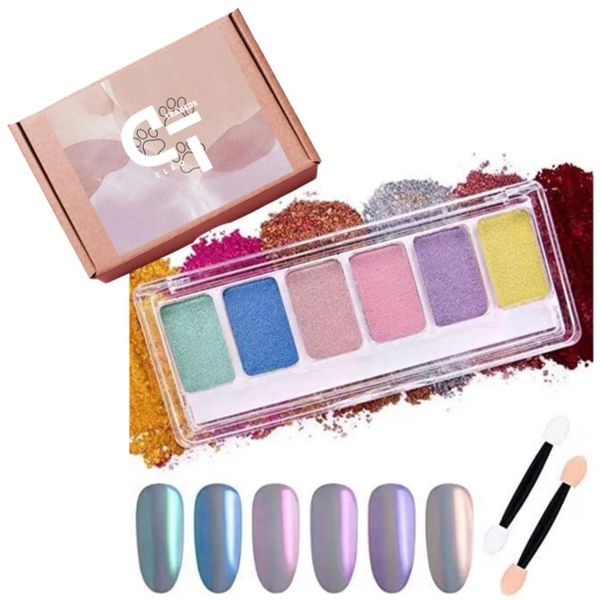 Cleo 6 Colour Glitter Chrome Summer Nail Powder