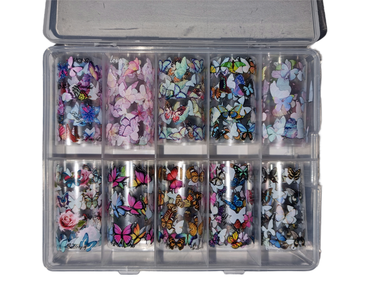 10 Rolls/Box Nail Art Transfer Stickers - Butterflies