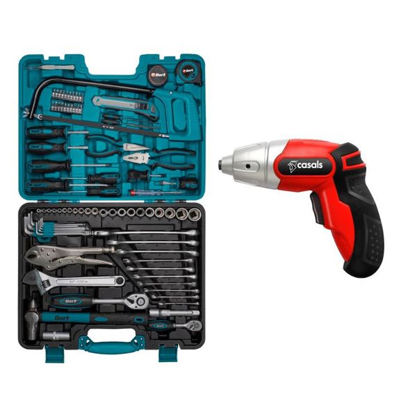 Bort - Mechanics DIY Hand Tool Set 86 Pce &amp; 10 Pce Cordless Screwdriver