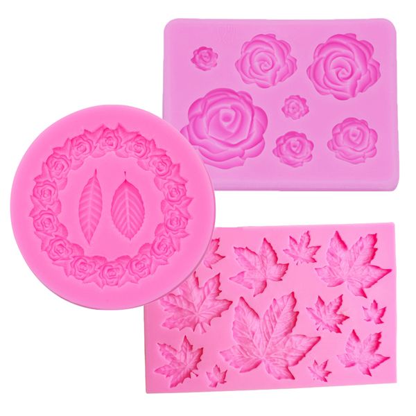 Kitchen Chocolate Silicone Shaping Mold Leaf - Set of 3 (9cm)