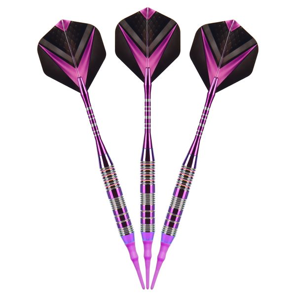 Soft Tip Darts Set 3 Aluminum Shaft Professional Darts,Purple