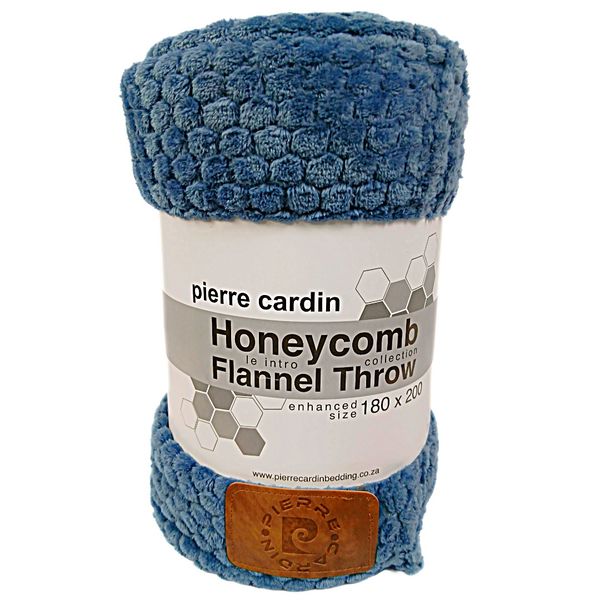 Pierre Cardin Honeycomb Flannel Throw 180x200cm - Textured Blanket