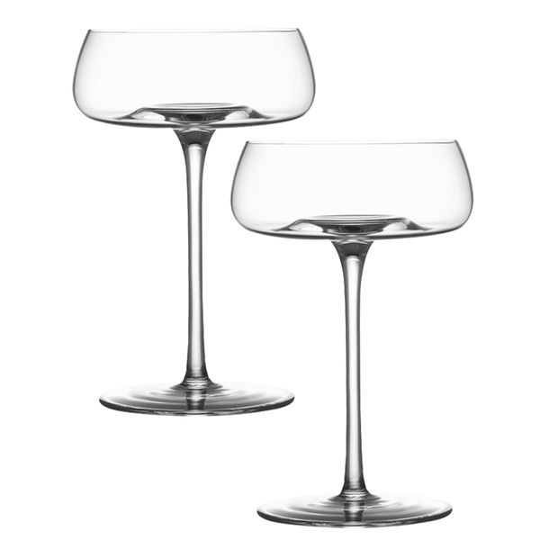 Crystal Cocktail and Champagne Coupette Glasses - 2 Piece Set