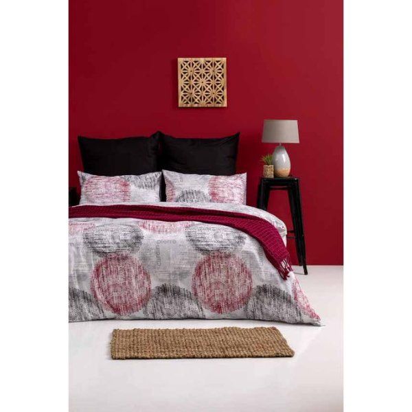 Pierre Cardin Bedding - Duvet Cover Set- Double (Grey/Pink)