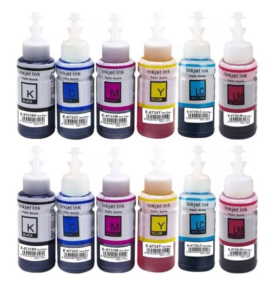 DYE Ink T6731 (B/C/M/Y/LC/LM) Bottle Multipack x 2 Compatible with Epson
