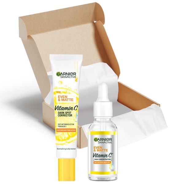 Garnier Even &amp; Matte Vitamin C Booster Serum &amp; Dark Spot Bundle Set - 2 Piece