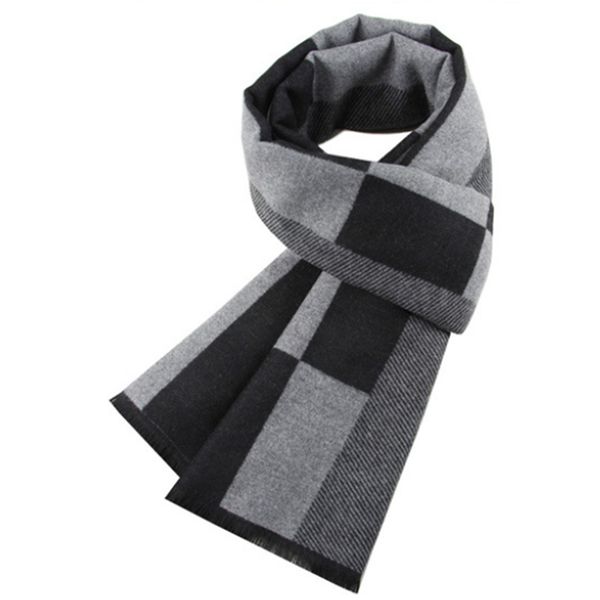 Men's Knit Scarf - Soft Grey Neckerchief Wrap For Outdoor Winter Wear