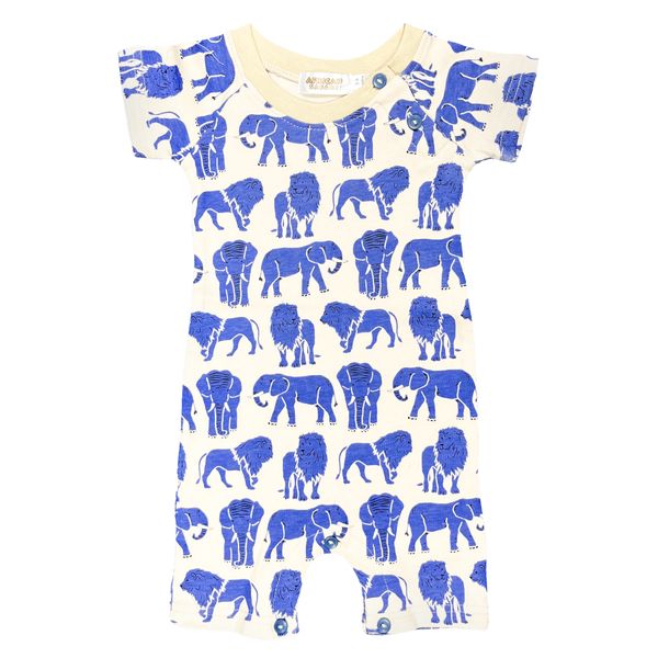 Elephant Lions Baby Overall Light Stone 100% Cotton - African Safari