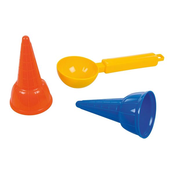LENA Sand Ice Cream Play Set: Ice Cream Scoop and 2x Cone Moulds: 3 Pieces