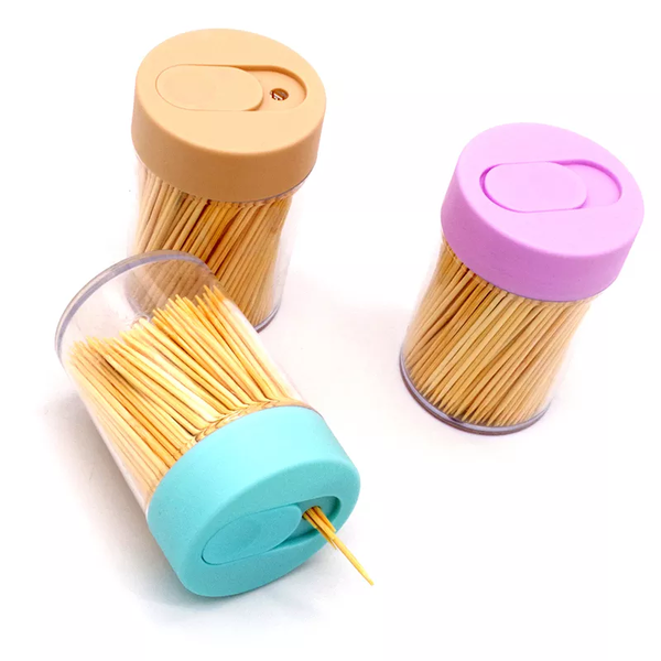Bamboo Toothpicks with Dispenser - Set of 3