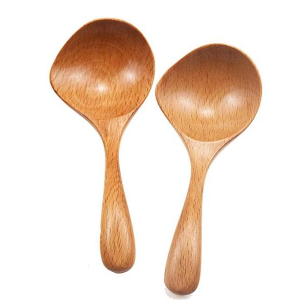 Wooden Soup Ladle Long Handle Large Spoon Wood Scoop Kitchen 2Pieces