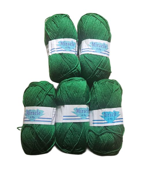 Wool Yarn 100g 4 ply ( Pack of 5) - Emerald Green