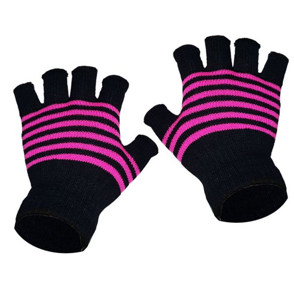Fingerless Gloves - Pink Stripe