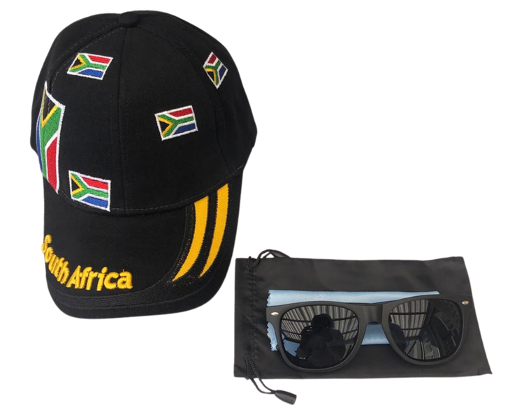 South Africa Multiple Flag Embroidered Cap &amp; Sunglasses Set