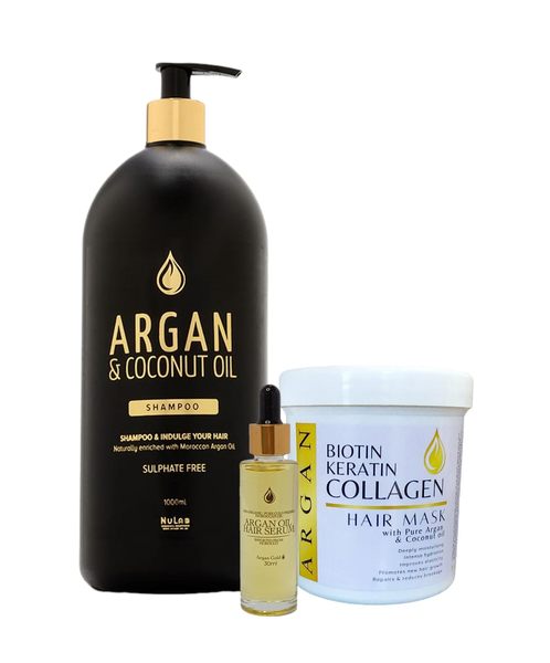 Argan Sulfate Free Shampoo, Collagen Hair Mask, Biotin+Keratin, Hair Serum