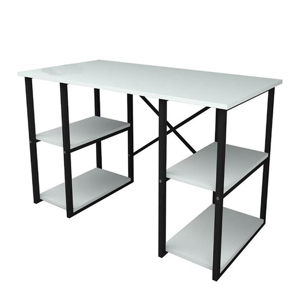 Modern Crisscross 4 Shelf Study Desk-60 x 120cm - Classy White
