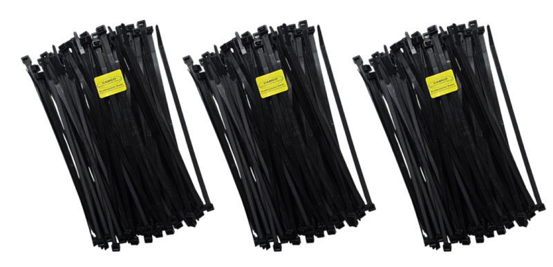 Camco (Pack of 3) Cable Ties 300mm x 7.8mm (100 Pieces) - Black(EXTRA WIDE)