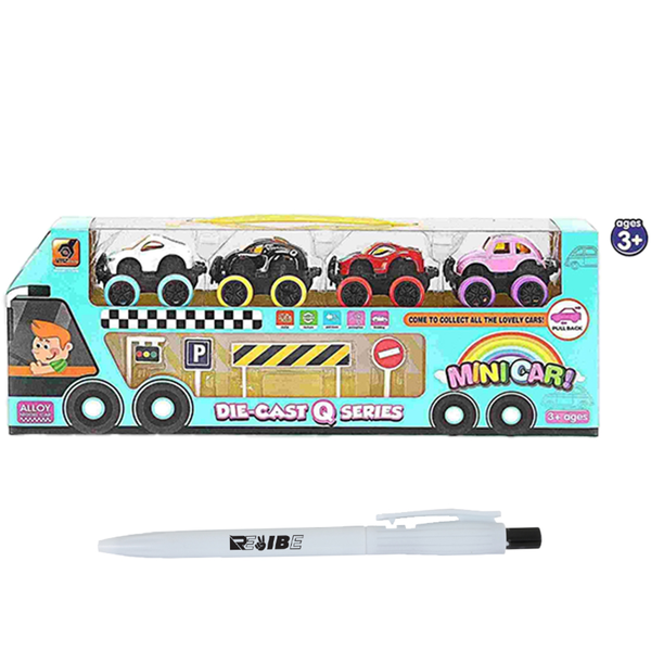 Fun Pull Back Wind Up Cars/Parking Lot Collectible Set Toys With ReVibe Pen