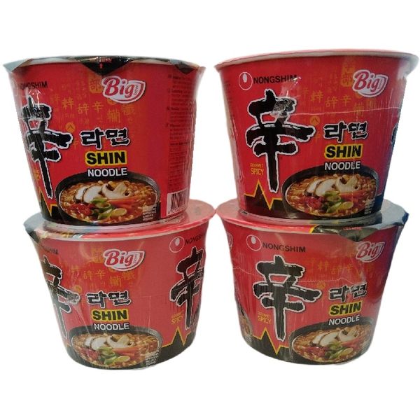Nongshim Shin Gourmet Spicy Noodle Soup Cup 114G - 4 Pack Large Cup