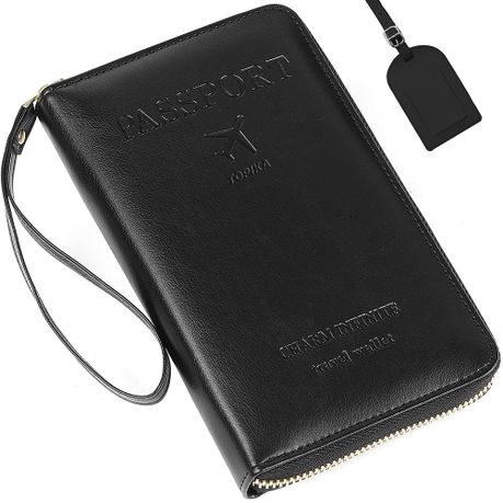 Topika Travel Passport Holder with Zipper, RFID Passport Wallet for unisex Image