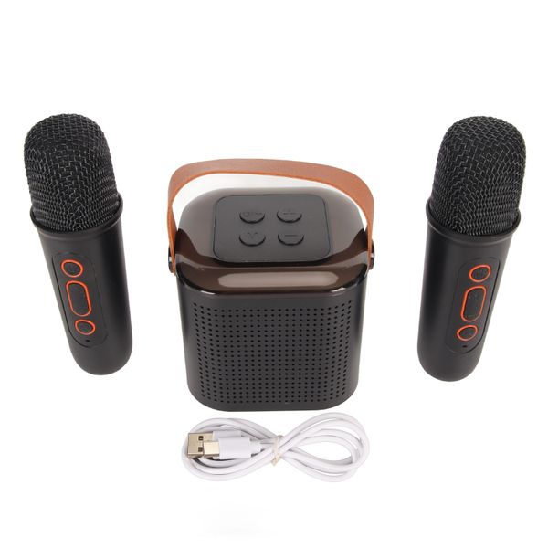 Mini Karaoke Machine Stereo Portable RGB Light Bluetooth Speaker Black