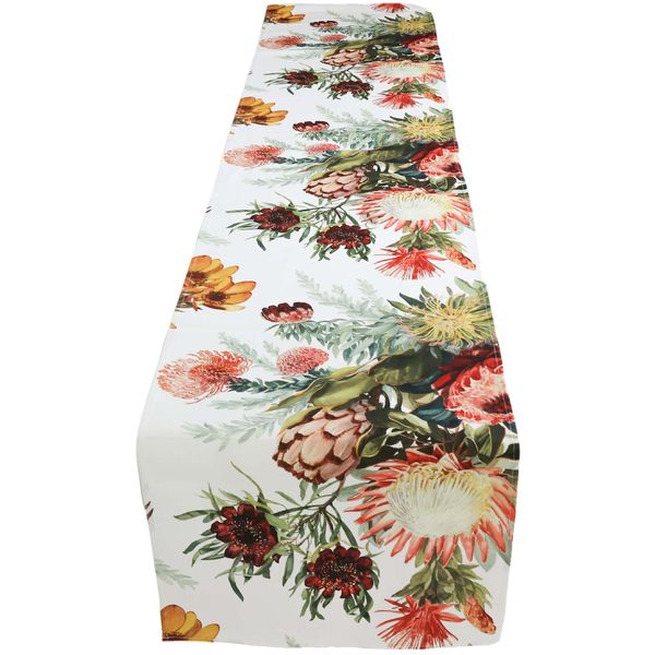 100% Cotton Fynbos White Table Runner - Pack of 1