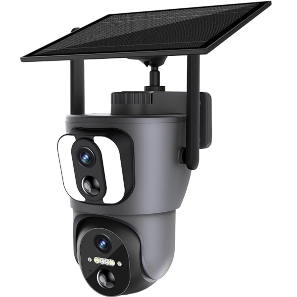 Solar Security Camera - Dual Lens with Color Night Vision &amp; App Control