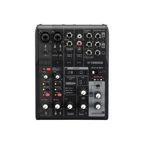 Yamaha AG06MK2 6-channel live streaming mixer with USB audio interface - B