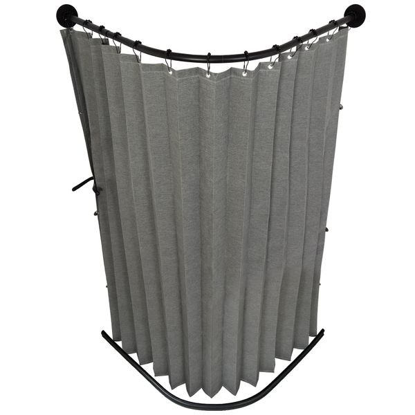 Chenshia Magnetic Folding Shower Curtain Kit No-drill &amp; Waterproof Curtain