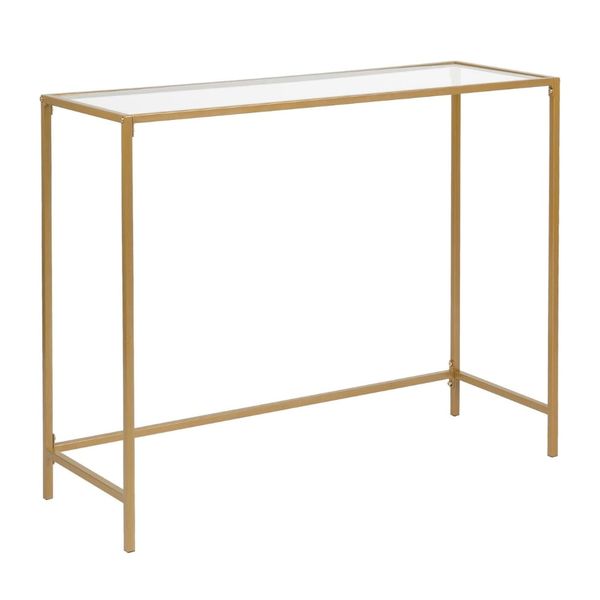 Glass Console Entryway Table with Metal Frame 100 cm - Gold