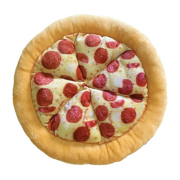 Realistic Pizza Flying Disc Plush Squeaky Dog Toy