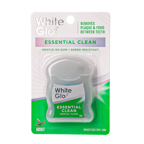 White Glo Waxed Dental Floss Mint 50m