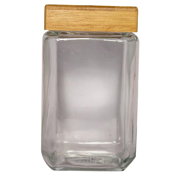 Grace Pack Transparent Glass Saver Wooden Lid Honey Jar 1.6 ltr