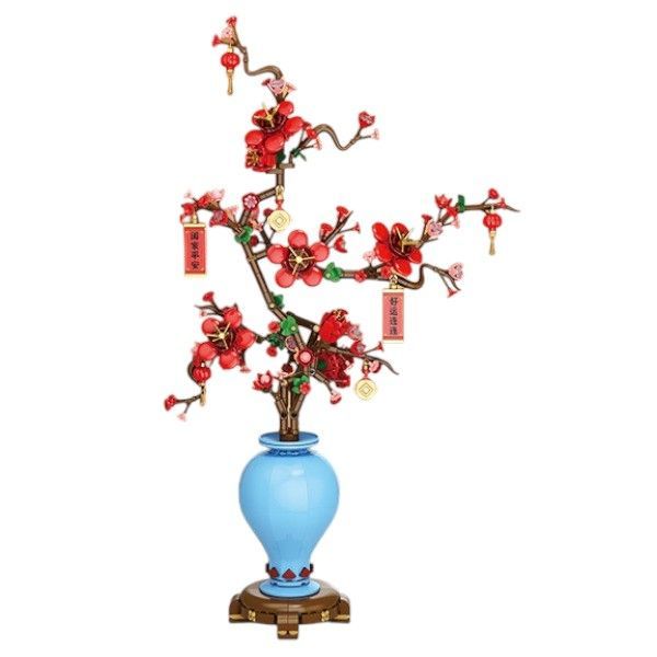 547 Pieces Chinese Plum Blossom Flower Building Blocks Set - Red/Blue
