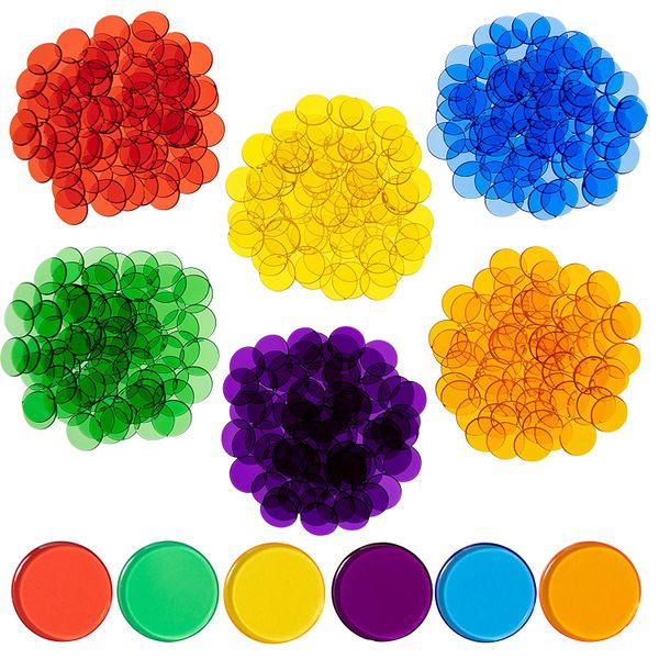 Transparent Maths Chip Counters - 200 Pieces Learn Counting &amp; Colours