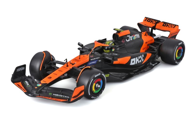 Bburago 1/24 McLaren F1 MCL38 2024 with Helmet - #4 L. Norris (23cm Long)