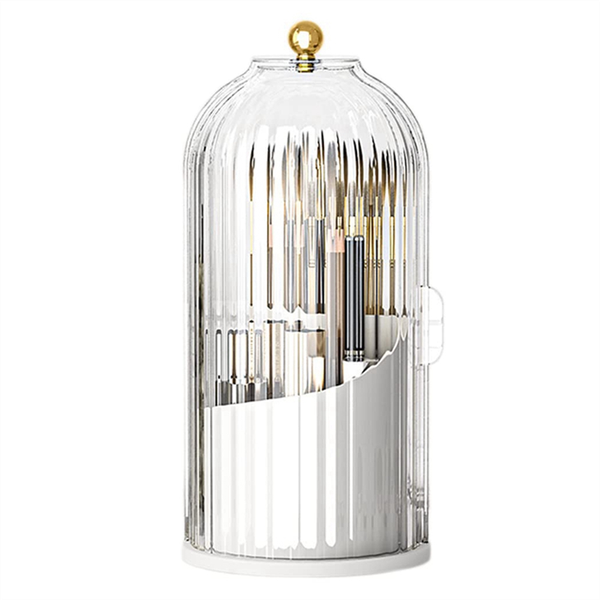 360 Rotating Makeup Brush Holder With Lid A