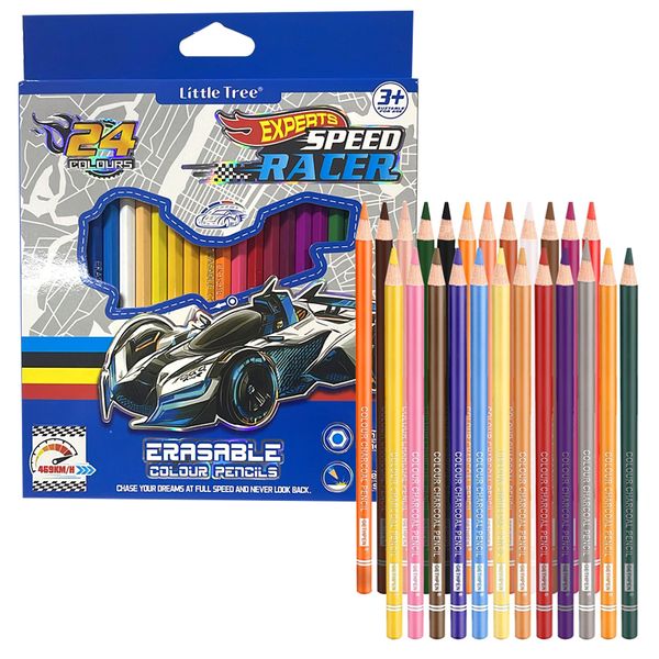 24 Colours - Erasable Colour Pencils Set
