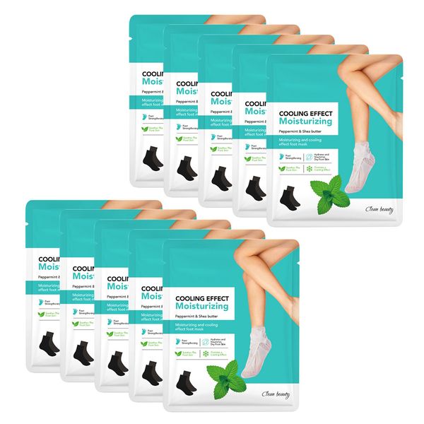 10 Pack Moisturising Foot Mask with Cooling Effect for Home Foot Care