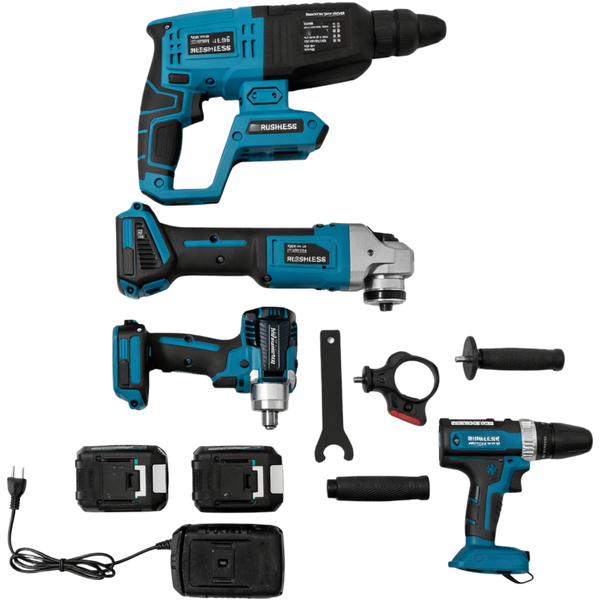 4-in-1 Cordless Kit - Drill, Impact, Grinder, Wrench, 20V
