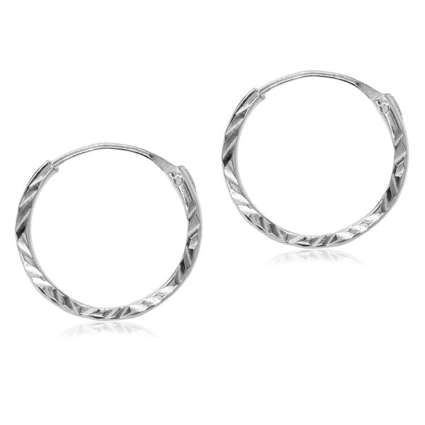 Silverbird 925 Sterling Silver Diamond Cut Hoop Earrings
