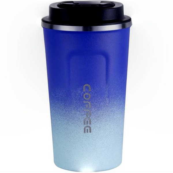 Stainless Steel Vacuum Cup Temperature Display Coffee Flask Blue-ATx07