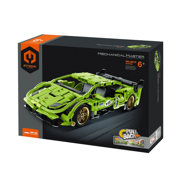 Pull-back Supercar Construction Set - Green - 457 pieces, by iM.Master