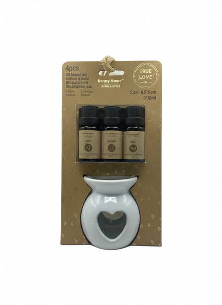 Danny Home True Love Ceramic Essential Oil Burner &amp; Fragrance Set - 4 Piece